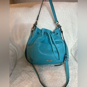 COACH Turquoise Avery leather drawstring bucket bag/shoulder/crossbody/ Hobo Bag